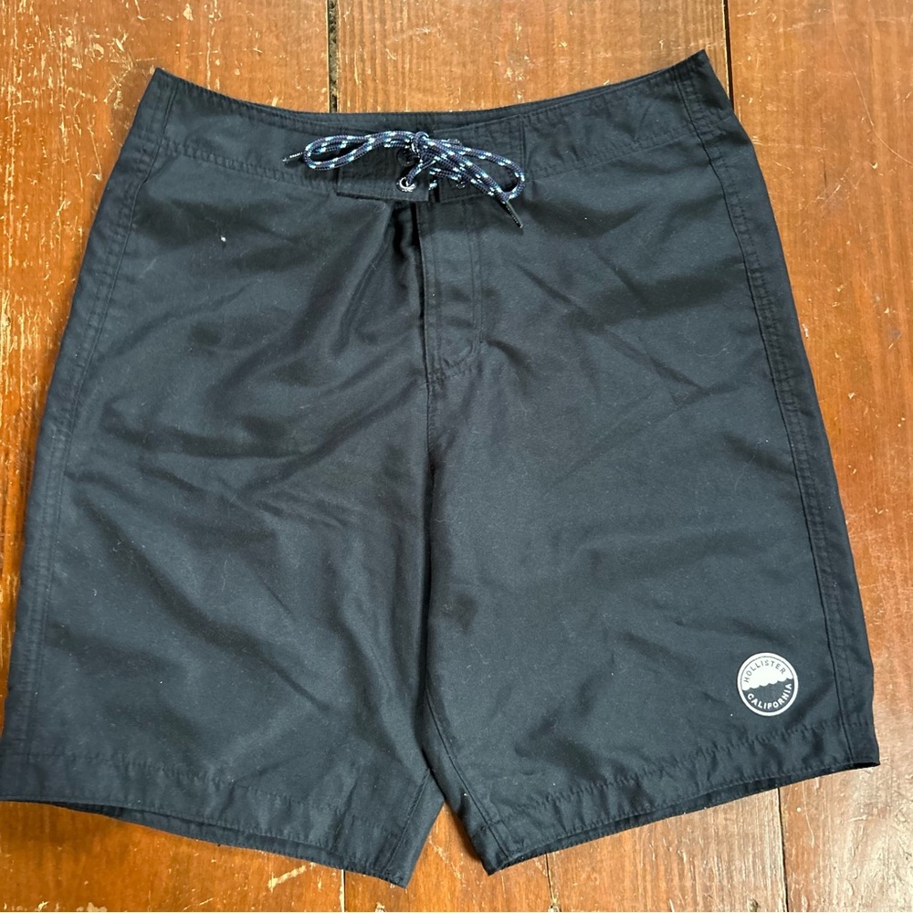 Hollister Black Board Shorts with Drawstring Waist